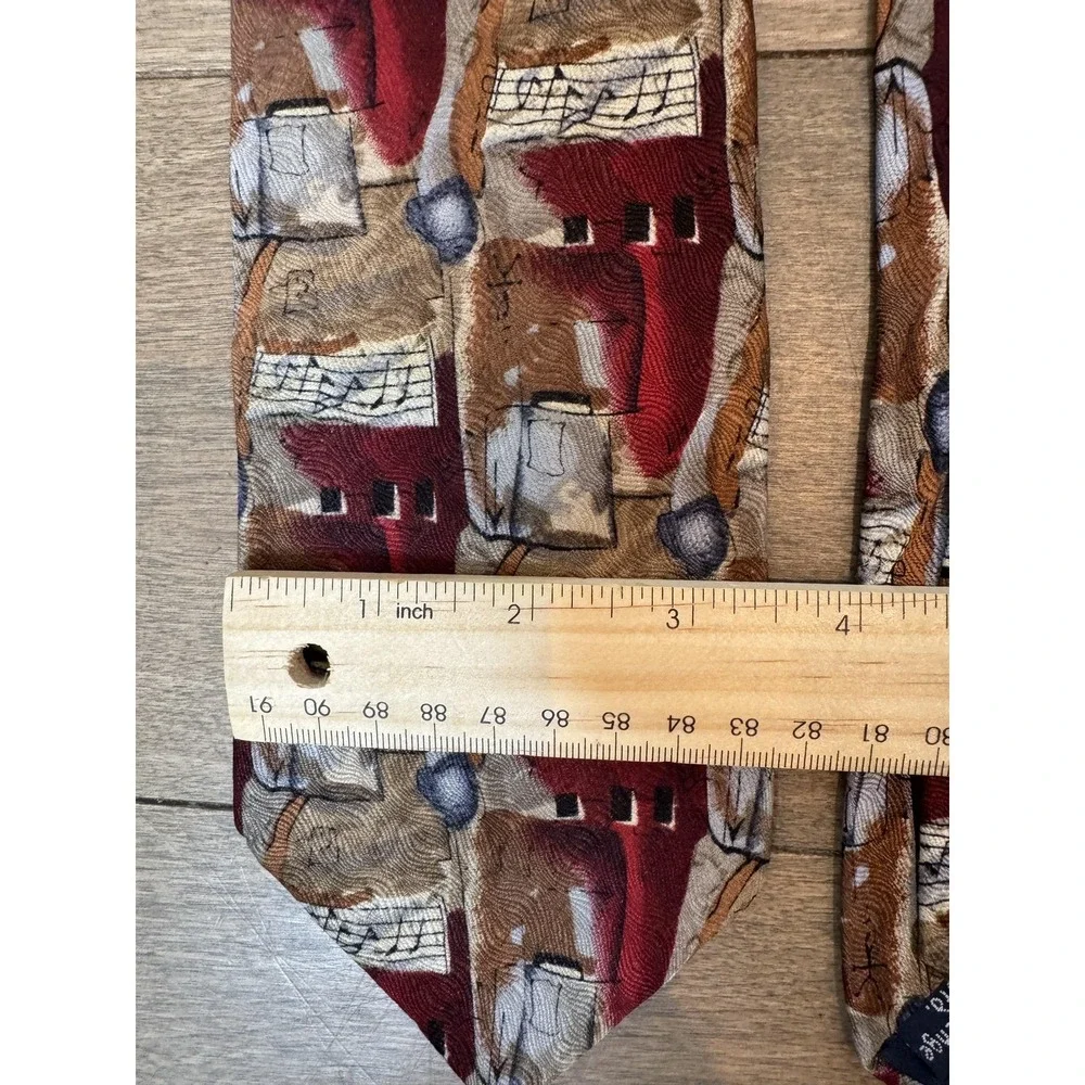 J. Garcia Collector's Edition Tie Necktie Mens Red Brown‎ Abstract Music Notes